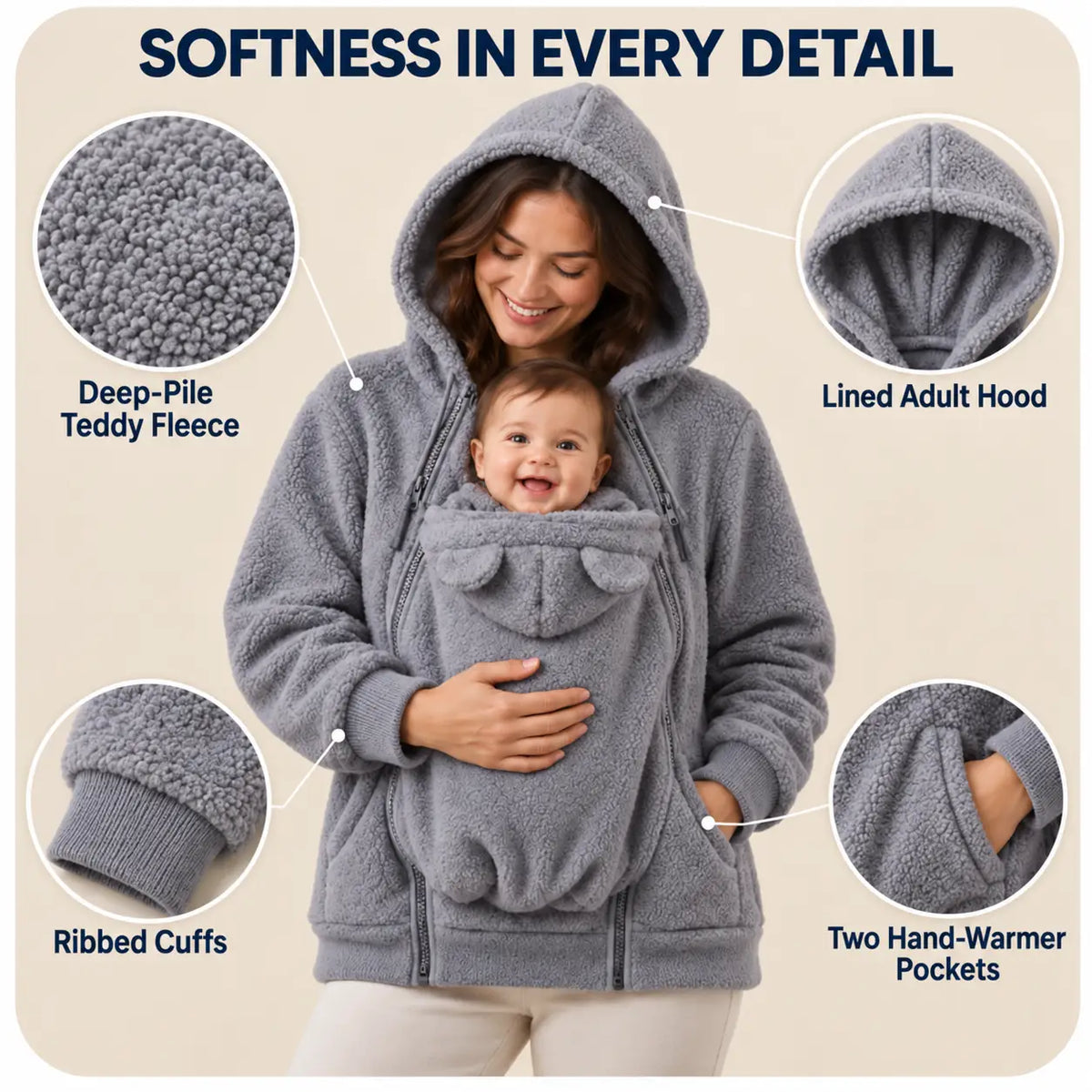 Zavelix Baby-Carrying Pouch Hoodie | Cozy Bonding Layer